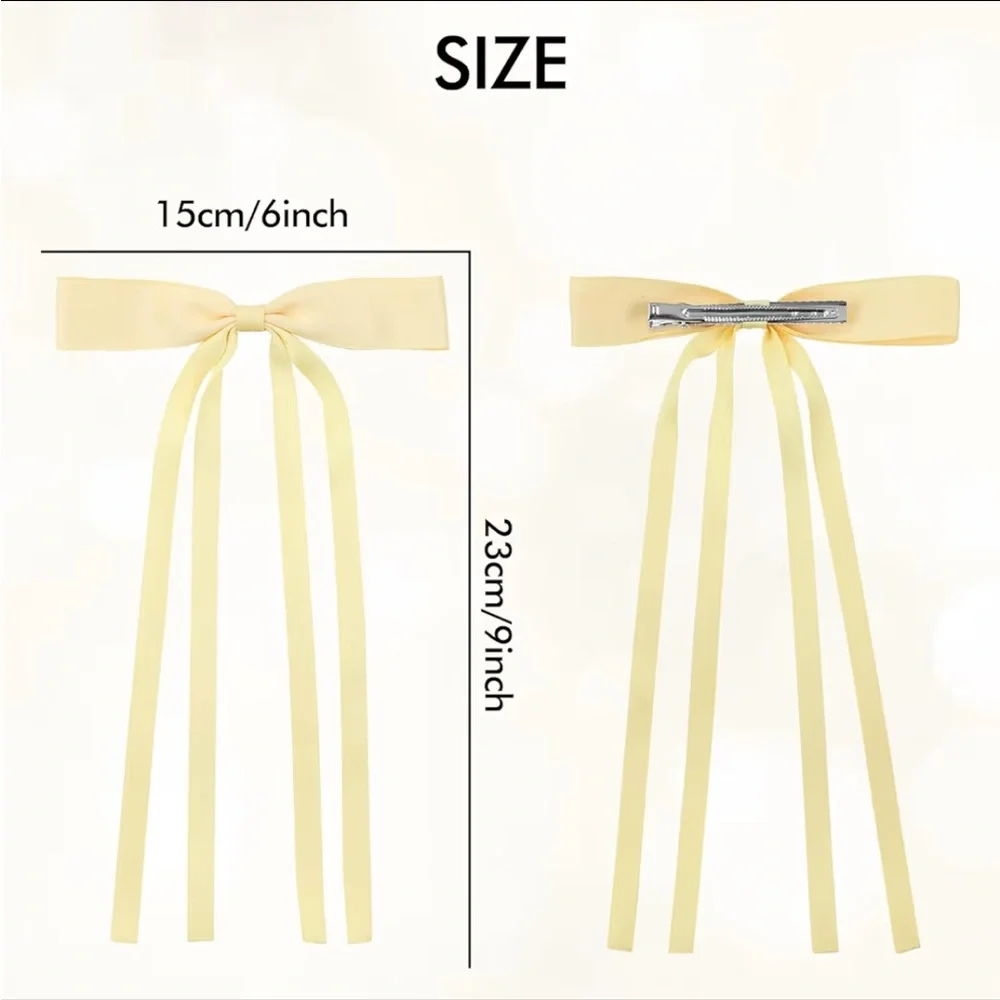 Yellow Silky Satin Hair Bow Ribbon Barrette All Occasions Any Season US Made